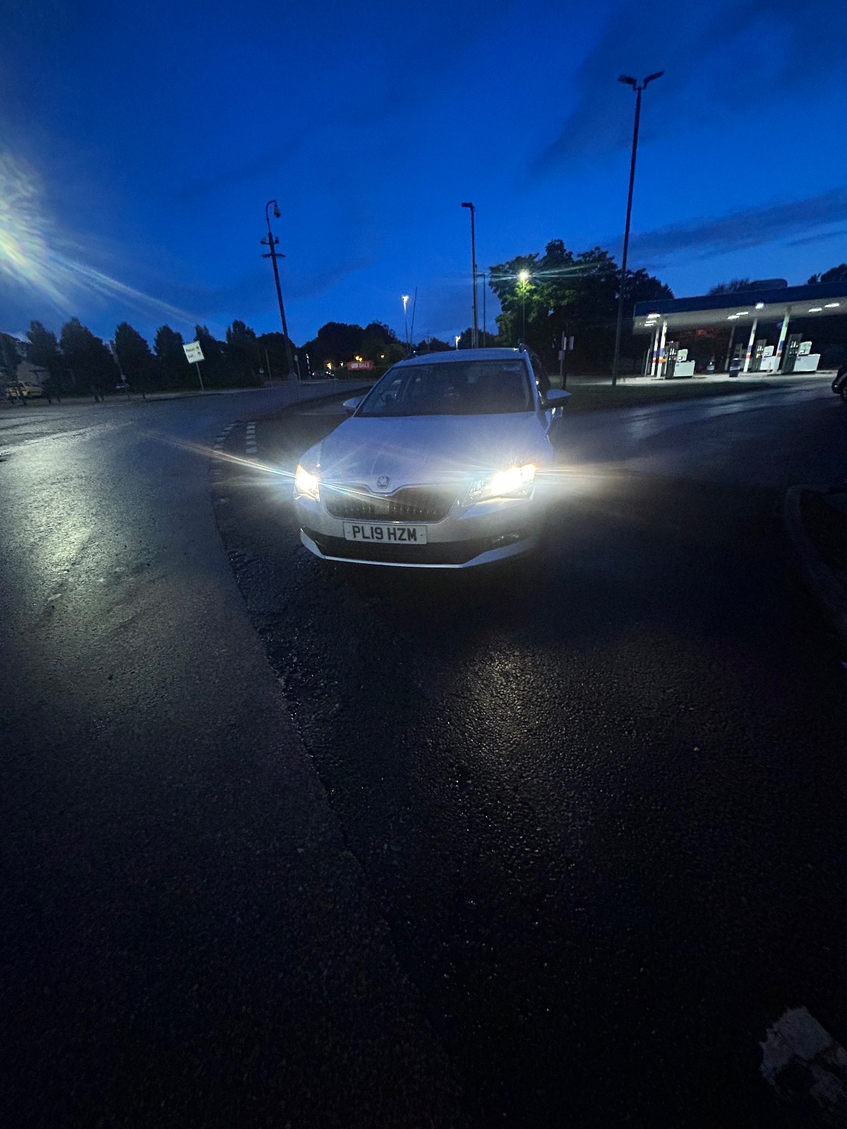 Our Mercedes fleet lined up in the rain at dusk